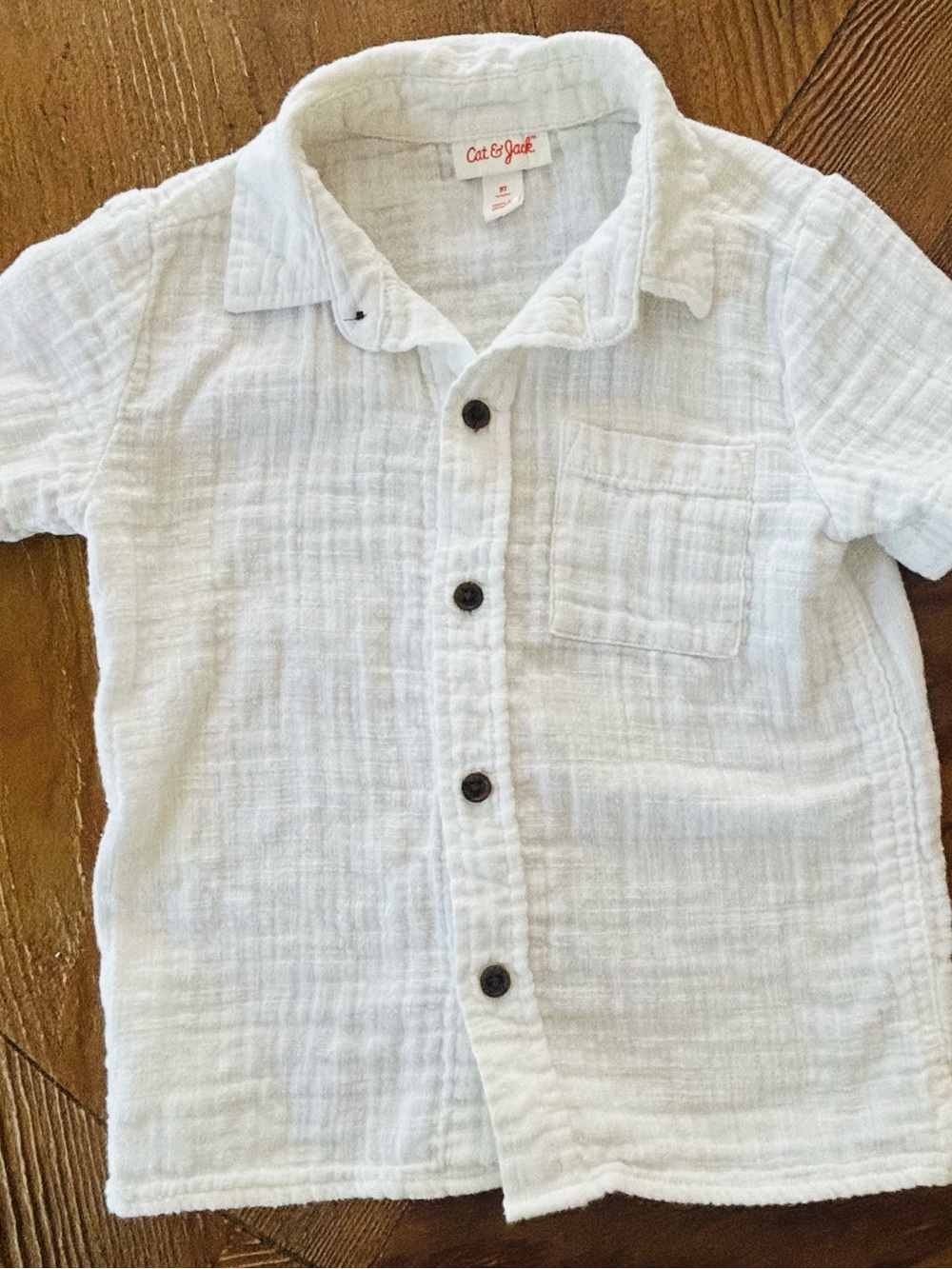 Cat & Jack White Cotton Gauze Short-Sleeve Button-Down Shirt